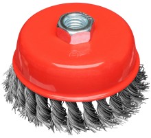 Корщетка-чашка, гайка М14, стальная витая проволока 100 мм, блистер КУРС
