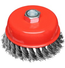 Корщетка-чашка, гайка М14, стальная витая проволока 100 мм, блистер КУРС