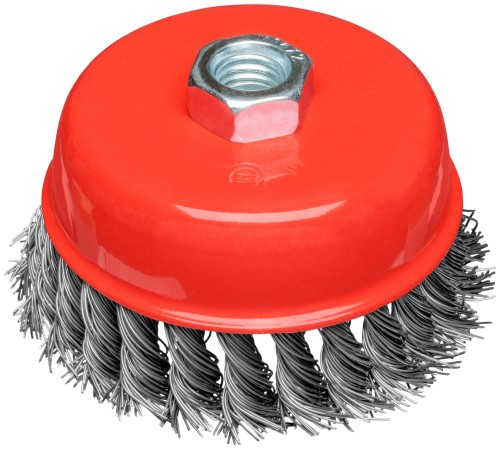 Корщетка-чашка, гайка М14, стальная витая проволока 100 мм, блистер КУРС