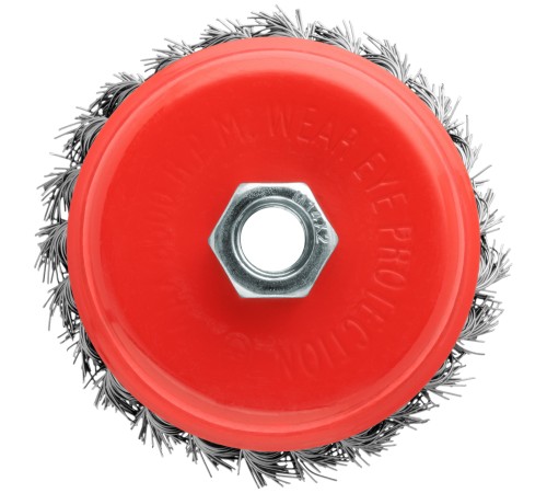 Корщетка-чашка, гайка М14, стальная витая проволока 100 мм, блистер КУРС