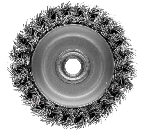 Корщетка-чашка, гайка М14, стальная витая проволока 100 мм, блистер КУРС