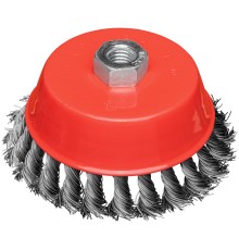 Корщетка-чашка, гайка М14, стальная витая проволока 125 мм, блистер КУРС