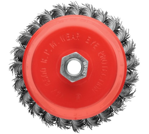 Корщетка-чашка, гайка М14, стальная витая проволока 125 мм, блистер КУРС