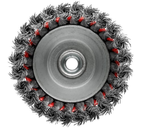 Корщетка-чашка, гайка М14, стальная витая проволока 125 мм, блистер КУРС