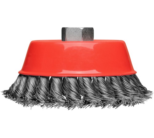 Корщетка-чашка, гайка М14, стальная витая проволока 125 мм, блистер КУРС