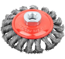 Корщетка-колесо с наклоном, гайка М14, стальная витая проволока 100 мм FIT IT