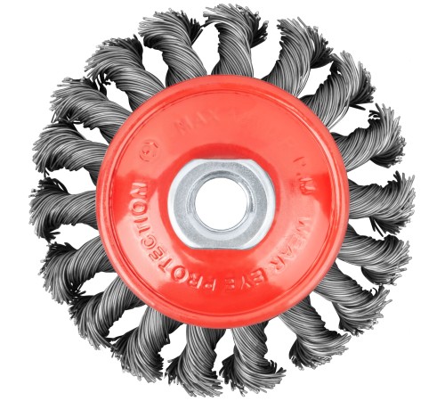 Корщетка-колесо с наклоном, гайка М14, стальная витая проволока 100 мм FIT IT