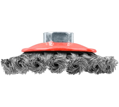 Корщетка-колесо с наклоном, гайка М14, стальная витая проволока 100 мм FIT IT