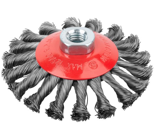 Корщетка-колесо с наклоном, гайка М14, стальная витая проволока 115 мм FIT IT