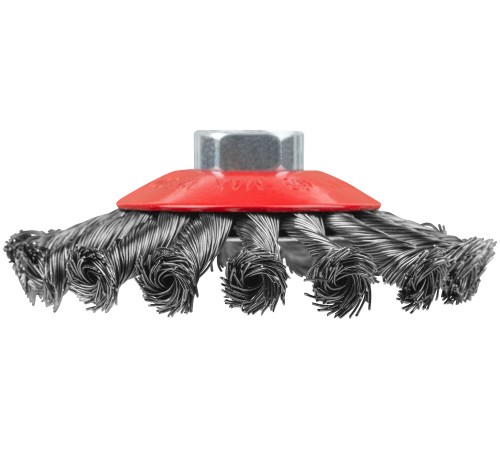 Корщетка-колесо с наклоном, гайка М14, стальная витая проволока 115 мм FIT IT