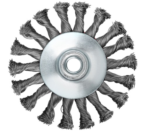 Корщетка-колесо с наклоном, гайка М14, стальная витая проволока 115 мм FIT IT