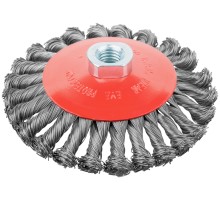 Корщетка-колесо с наклоном, гайка М14, стальная витая проволока 125 мм FIT IT