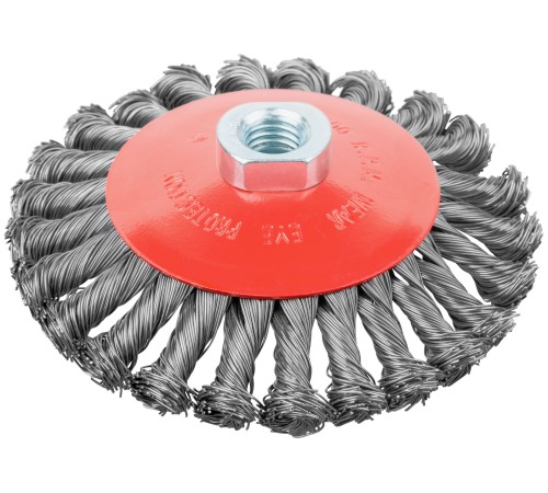 Корщетка-колесо с наклоном, гайка М14, стальная витая проволока 125 мм FIT IT