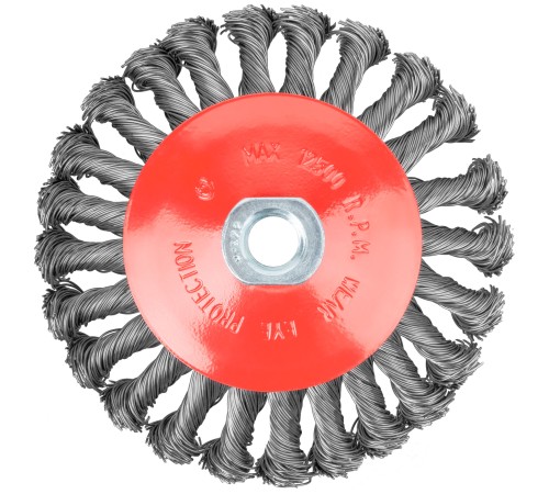Корщетка-колесо с наклоном, гайка М14, стальная витая проволока 125 мм FIT IT