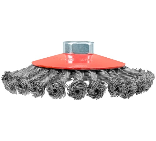 Корщетка-колесо с наклоном, гайка М14, стальная витая проволока 125 мм FIT IT