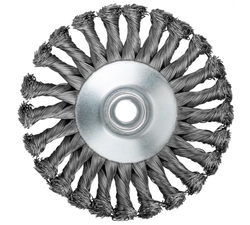Корщетка-колесо с наклоном, гайка М14, стальная витая проволока 125 мм FIT IT