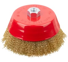 Корщетка-чашка, гайка М14, стальная латунированная волнистая проволока 150 мм FIT IT