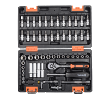 Набор инструментов, 1/4", CrV, пластиковый кейс 57 предметов Вихрь