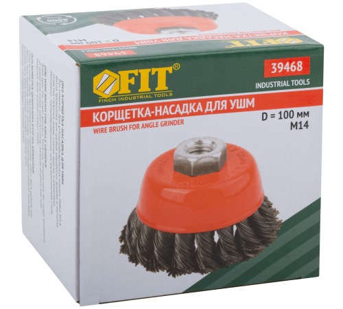 Корщетка-чашка, гайка М14, стальная витая проволока 100 мм FIT IT
