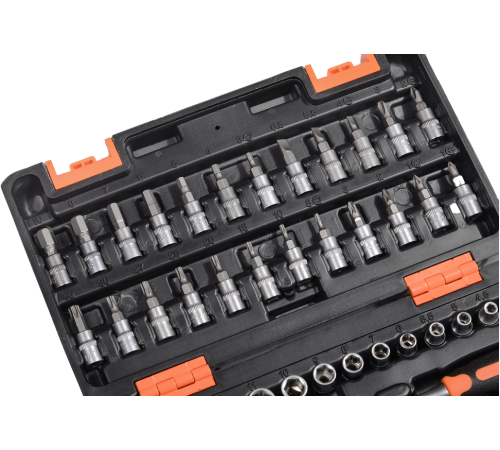 Набор инструментов, 1/4", CrV, пластиковый кейс 57 предметов Вихрь