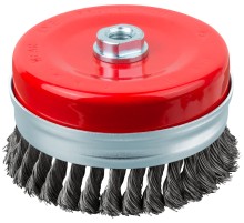 Корщетка-чашка, гайка М14, стальная витая проволока с бандажом, Профи 125 мм FIT IT