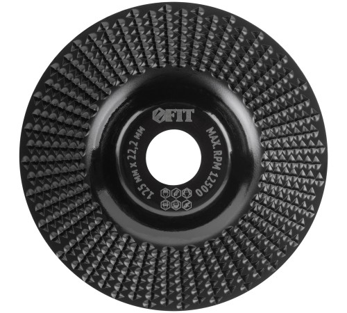 Диск обдирочный по дереву для УШМ, плоский, мелкая насечка, посадочный диаметр 22,2 мм, 125 мм FIT IT