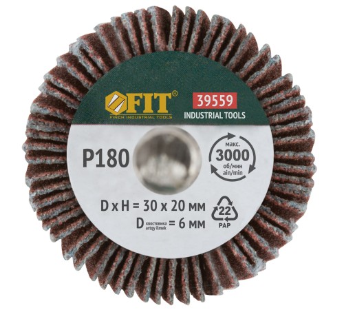 Диск лепестковый для дрели радиальный  30х20х6 мм  Р 180 FIT IT
