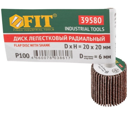 Диск лепестковый для дрели радиальный  20х20х6 мм  Р 100 FIT IT Диск лепестковый для дрели радиальный  20х20х6 мм  Р 100 FIT IT