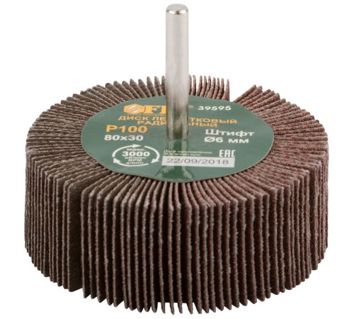 Диск лепестковый для дрели радиальный  80х30х6 мм  Р 100 FIT IT Диск лепестковый для дрели радиальный  80х30х6 мм  Р 100 FIT IT