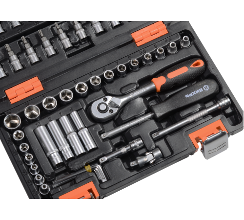 Набор инструментов, 1/4", CrV, пластиковый кейс 57 предметов Вихрь