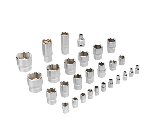 Набор инструментов, 1/2", 1/4", CrV, S2, пластиковый кейс, 82 предмета Denzel
