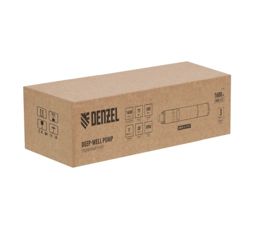 Скважинный насос DWS-3-75, винтовой, диаметр 3", 500 Вт, 1600 л/ч, напор 75 м Denzel Скважинный насос DWS-3-75, винтовой, диаметр 3", 500 Вт, 1600 л/ч, напор 75 м Denzel