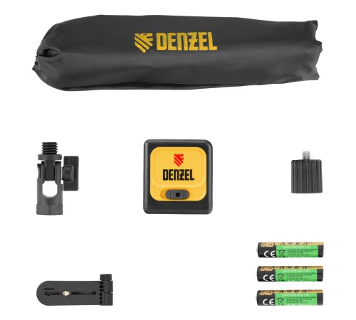 Лазерный уровень DQB-T, 30 м, зеленый луч, батарейки, штатив Denzel