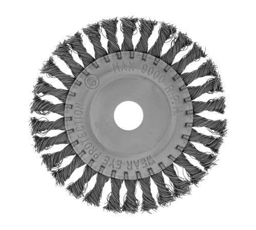 Щетка для УШМ 150 мм, посадка 22.2 мм, плоская, крученая металлическая проволока Сибртех
