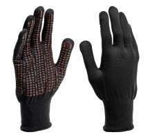 Перчатки трикотажные, синтетическая нить, ПВХ-гель точка, цвет: черный, L, 13 класс Сибртех