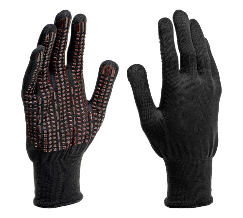 Перчатки трикотажные, синтетическая нить, ПВХ-гель точка, цвет: черный, L, 13 класс Сибртех