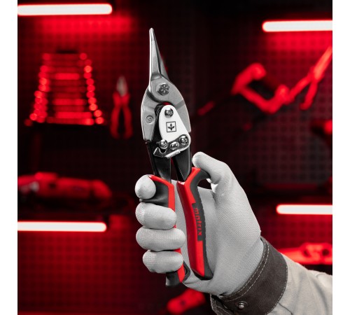 Ножницы по металлу, 250 мм, прямой рез, сталь CRMO, двухкомпонентные рукоятки, PRO Matrix