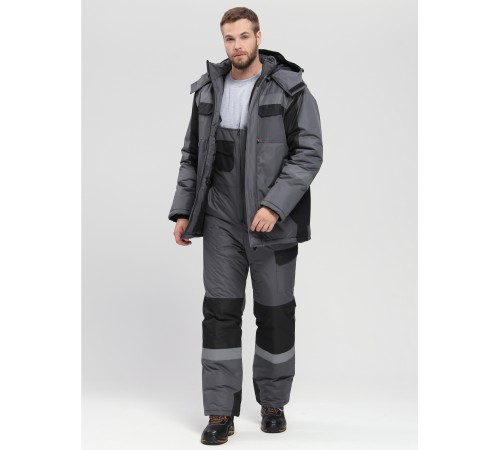Костюм зимний Фаворит-Мега (тк.Таслан) п/к, т.серый/черный