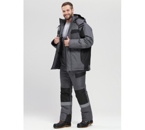 Костюм зимний Фаворит-Мега (тк.Таслан) п/к, т.серый/черный