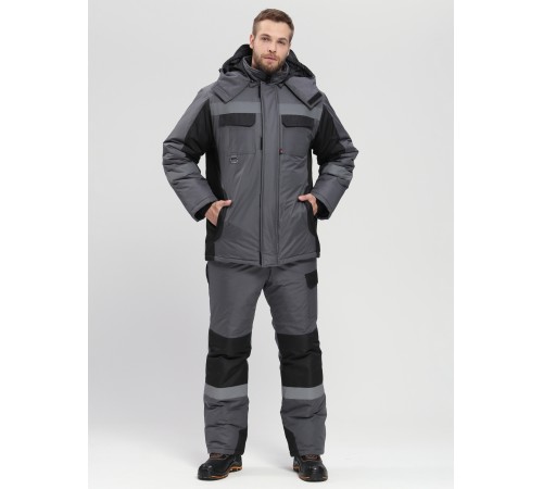 Костюм зимний Фаворит-Мега (тк.Таслан) п/к, т.серый/черный