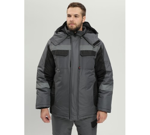 Костюм зимний Фаворит-Мега (тк.Таслан) п/к, т.серый/черный