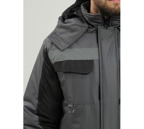 Костюм зимний Фаворит-Мега (тк.Таслан) п/к, т.серый/черный