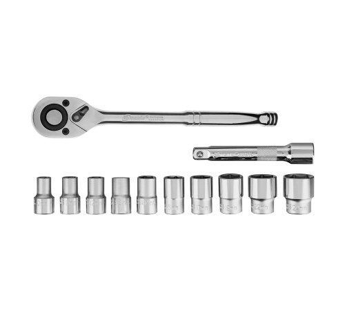 Набор торцевых головок, 1/2, головки 10-24 мм, с трещоточным ключом, 12 предметов Matrix