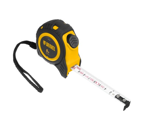 Рулетка 8м х 25мм, обрезиненный корпус, автоматическая фиксация Denzel Рулетка 8м х 25мм, обрезиненный корпус, автоматическая фиксация Denzel