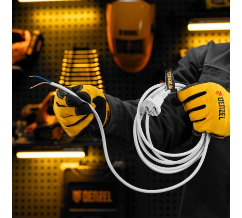 Шнур сетевой Energy Series, ПВС, 3 м, 2 x 1 мм, с неразборной вилкой, белый, Denzel