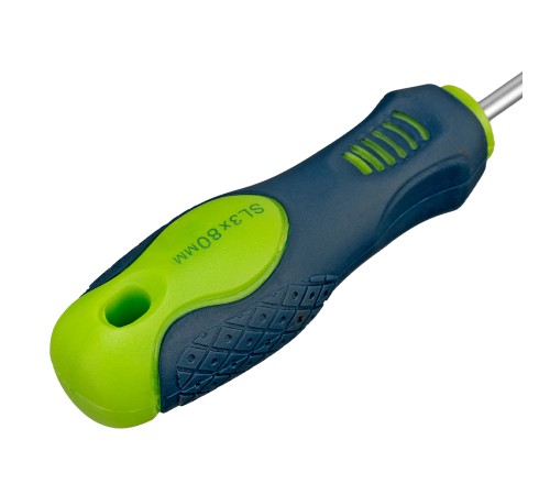 Отвертка, SL3 х 80 мм, CrV, двухкомпонентная рукоятка Сибртех