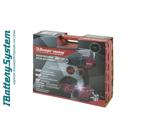 Аккумуляторный шуруповерт Энергомаш ГАРАНТ ДШ1-18Л 1BatterySystem