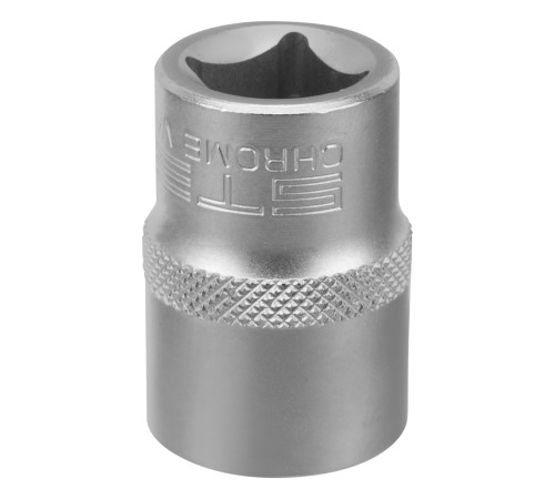 Головка торцевая, 19 мм, двенадцатигранная, CrV, под квадрат 1/2, хромированная Stels