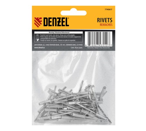 Заклепки алюминиевые, 5/32"-5/8", 4 х 15 мм, 50 шт Denzel