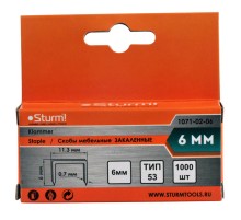 Скобы для степлера 6мм (тип 53), 1000шт,оцинкованные,закаленные, Sturm! Скобы для степлера 6мм (тип 53), 1000шт,оцинкованные,закаленные, Sturm!